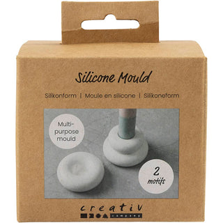 Silicone Mould, Donut-shaped candle holders, H: 2+3,8 cm, dia. 6+6,2 cm, matt transparent, 1 pc/ 1 pack
