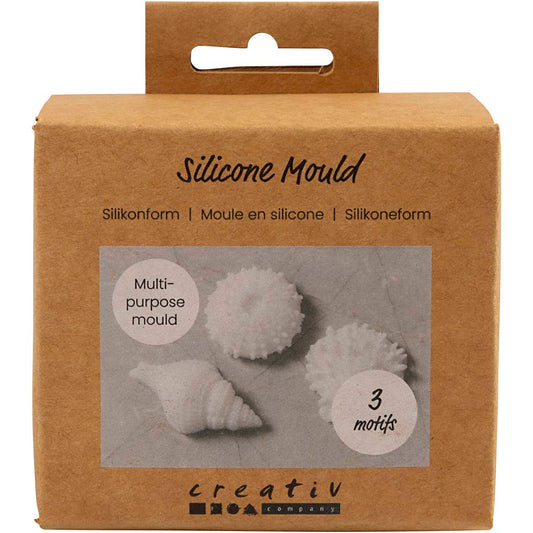 Silicone Mould, Sea urchin, conch, shell, H: 1,5-2 cm, dia. 3,5-6 cm, 3 pc/ 1 pack
