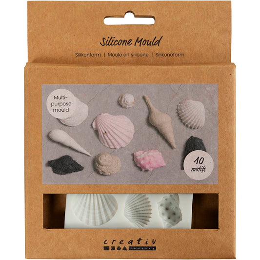 Silicone Mould, Conch and shells, H: 1 cm, L: 1-2,8 cm, 1 pc