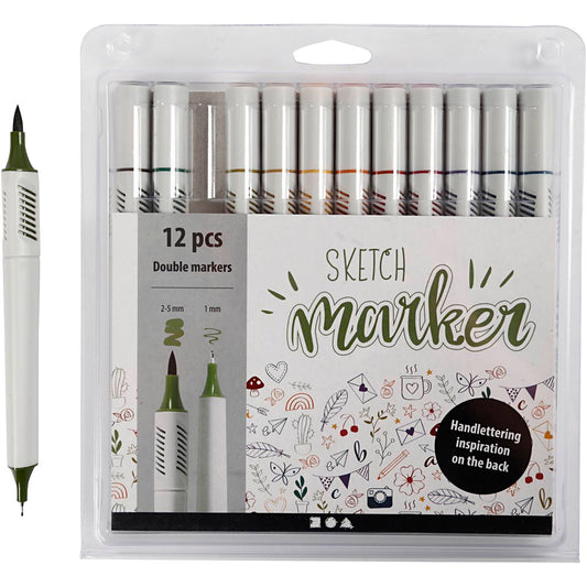 Sketch Marker 12 pc Sets, line 1+2-5 mm