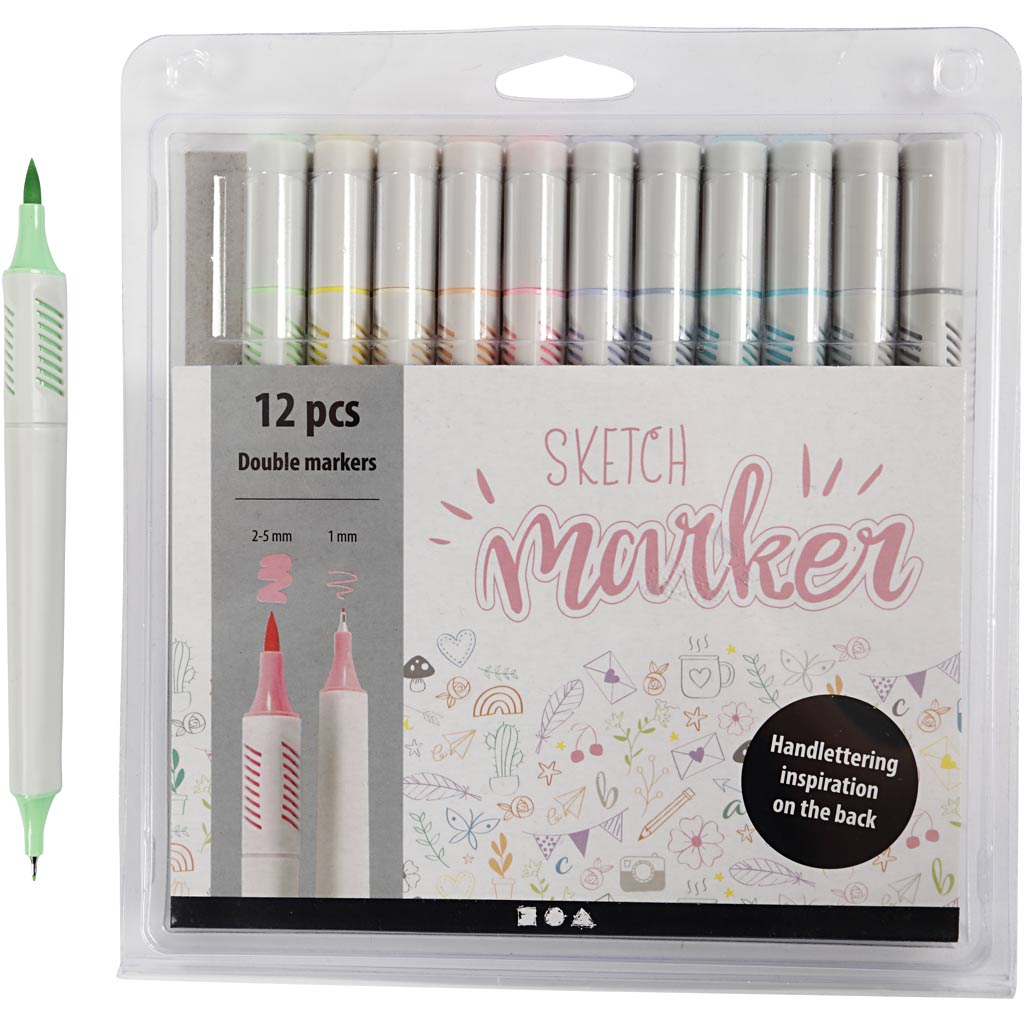 Sketch Marker 12 pc Sets, line 1+2-5 mm