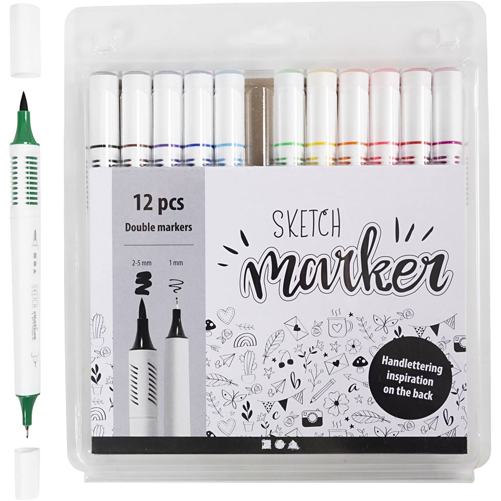 Sketch Marker 12 pc Sets, line 1+2-5 mm