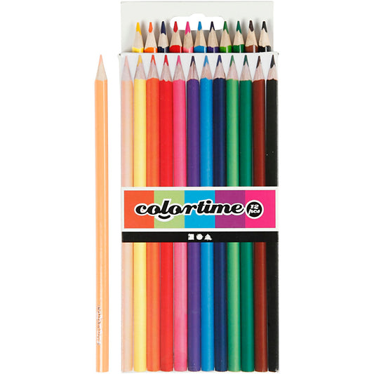 Colortime Colouring Pencils, L: 17,45 cm, lead 3 mm, assorted colours, 12 pc-