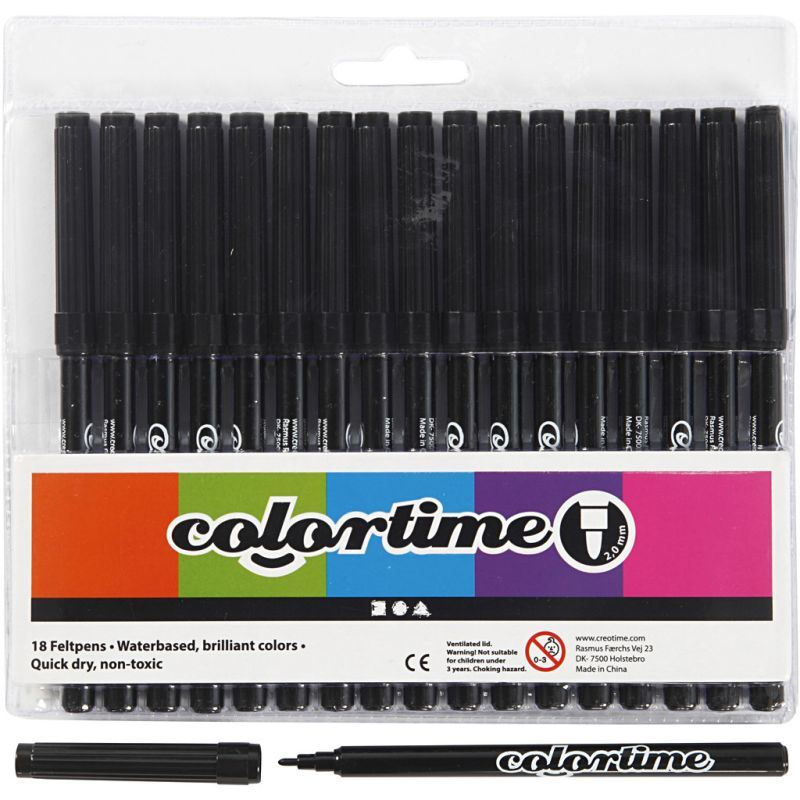 Colortime Marker width 2mm 18pcs black