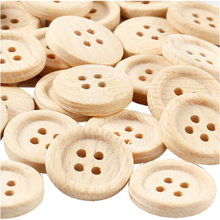 Wooden Buttons, dia. 23 mm, 4 holes, 30 pc/ 1 pack