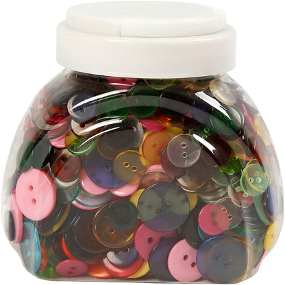 Buttons, dia. 12+18+20 mm, assorted colours, 800 pc/ 1 pack