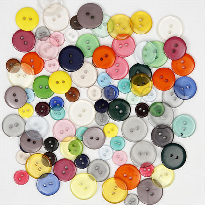 Buttons, dia. 12+18+20 mm, assorted colours, 800 pc/ 1 pack