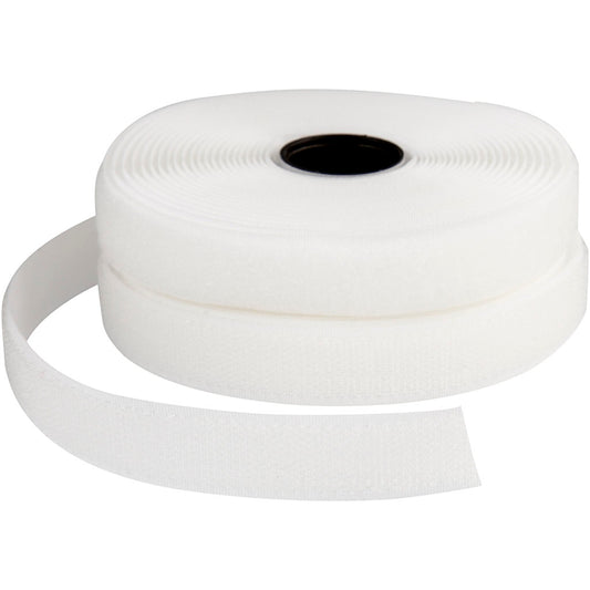 Hook & Loop, W: 20 mm, white, 5 m/ 1 roll