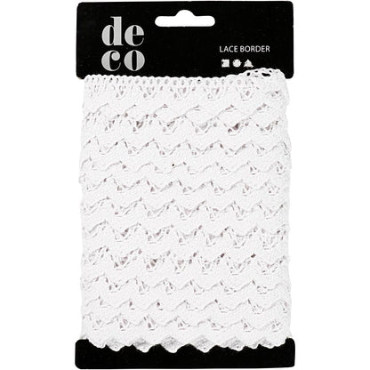 Crochet Lace Border , W: 19 mm, white, 10 m/ 1 roll
