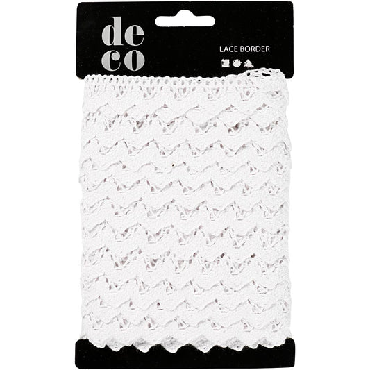 Crochet Lace Border , W: 19 mm, white, 10 m/ 1 roll