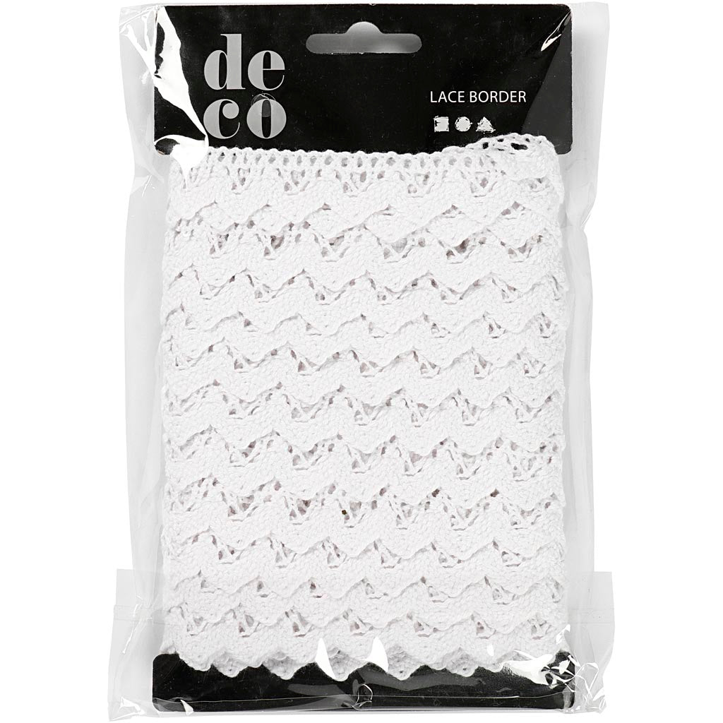Crochet Lace Border , W: 19 mm, white, 10 m/ 1 roll