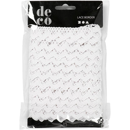Crochet Lace Border , W: 19 mm, white, 10 m/ 1 roll