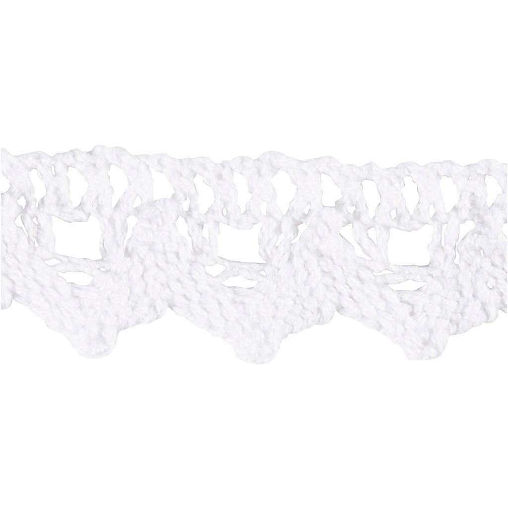 Crochet Lace Border , W: 19 mm, white, 10 m/ 1 roll