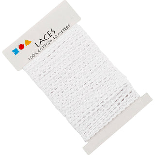 Crochet Lace Border , W: 10 mm, white, 10 m/ 1 roll