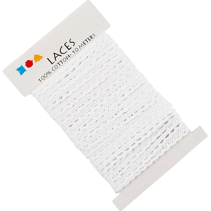 Crochet Lace Border , W: 10 mm, white, 10 m/ 1 roll