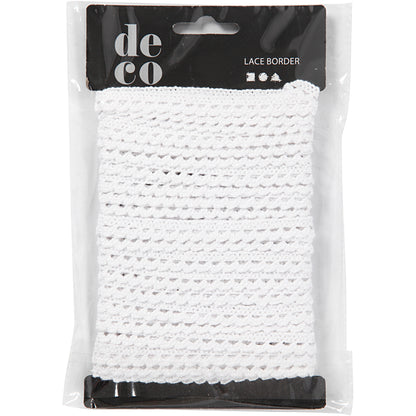 Crochet Lace Border , W: 10 mm, white, 10 m/ 1 roll