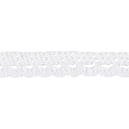 Crochet Lace Border , W: 10 mm, white, 10 m/ 1 roll