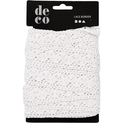 Crochet Lace Border , W: 30 mm, white, 10 m/ 1 roll