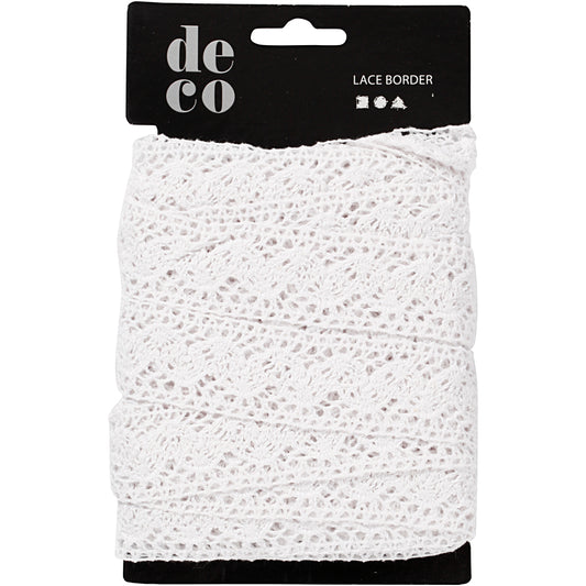 Crochet Lace Border , W: 30 mm, white, 10 m/ 1 roll