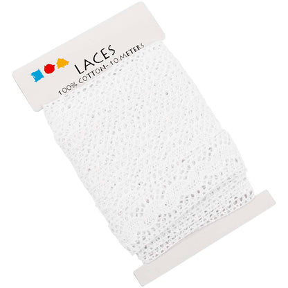 Crochet Lace Border , W: 30 mm, white, 10 m/ 1 roll