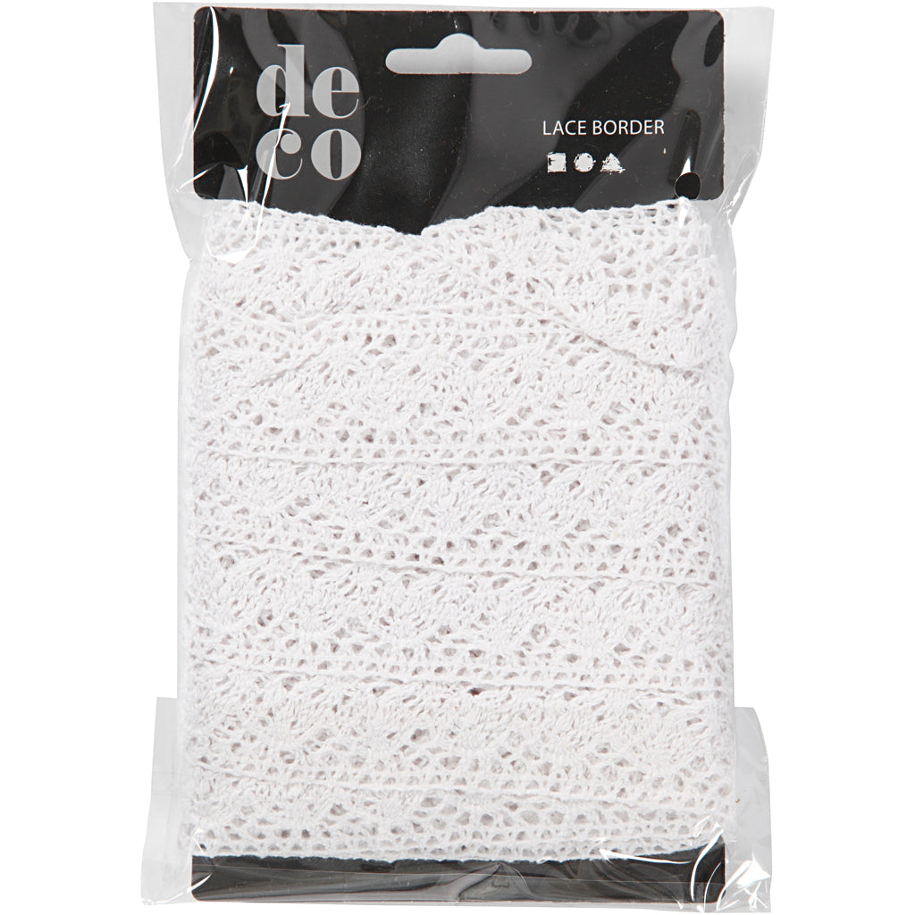 Crochet Lace Border , W: 30 mm, white, 10 m/ 1 roll