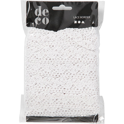 Crochet Lace Border , W: 30 mm, white, 10 m/ 1 roll
