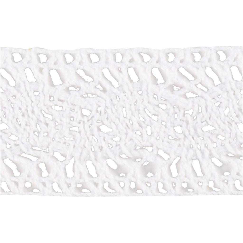 Crochet Lace Border , W: 30 mm, white, 10 m/ 1 roll