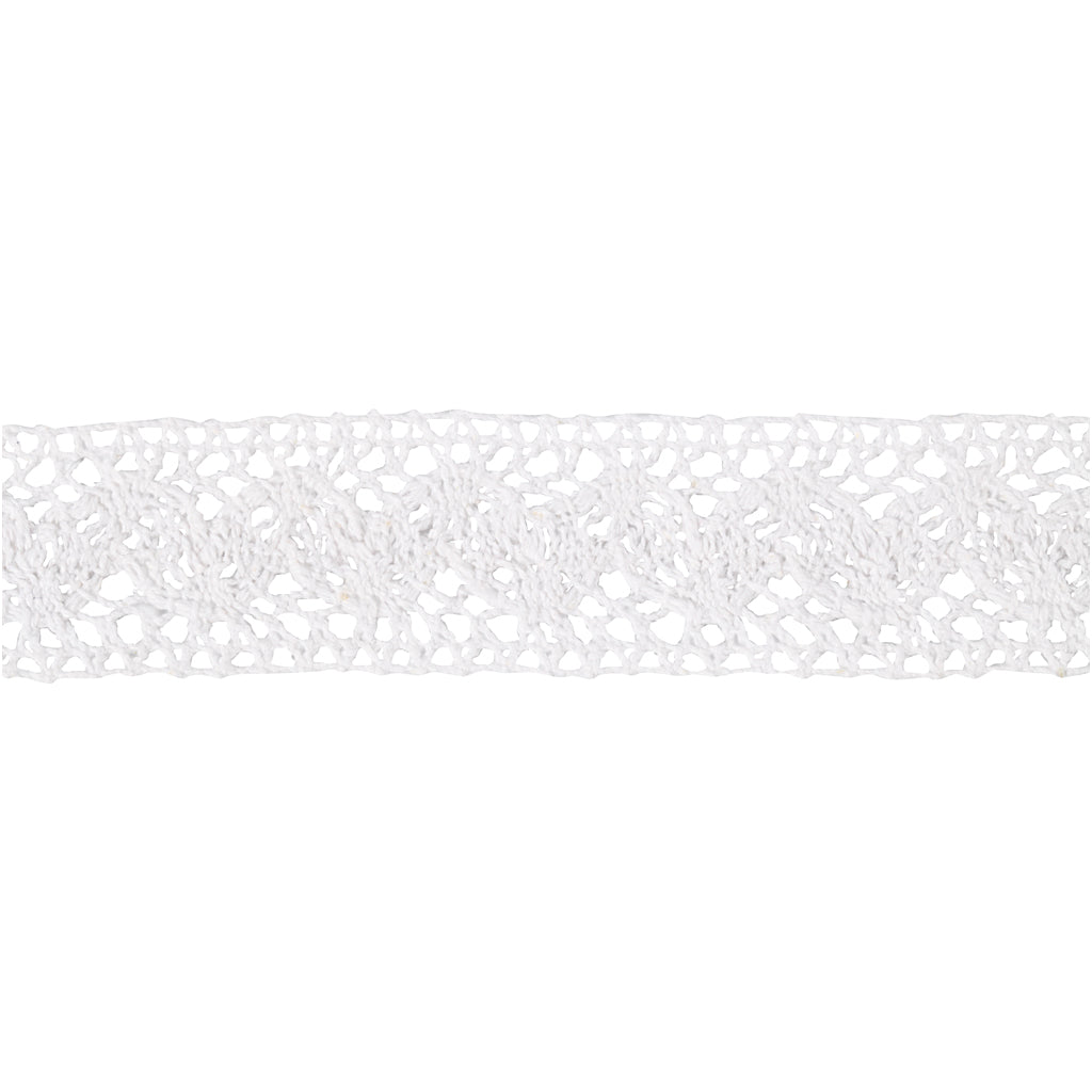 Crochet Lace Border , W: 30 mm, white, 10 m/ 1 roll