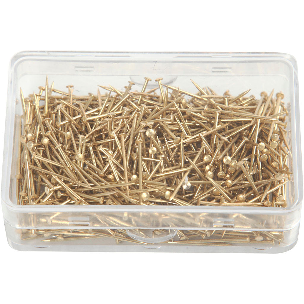 Straight Pins, L: 16 mm, thickness 0,65 mm, gold, 35 g/ 1 pack