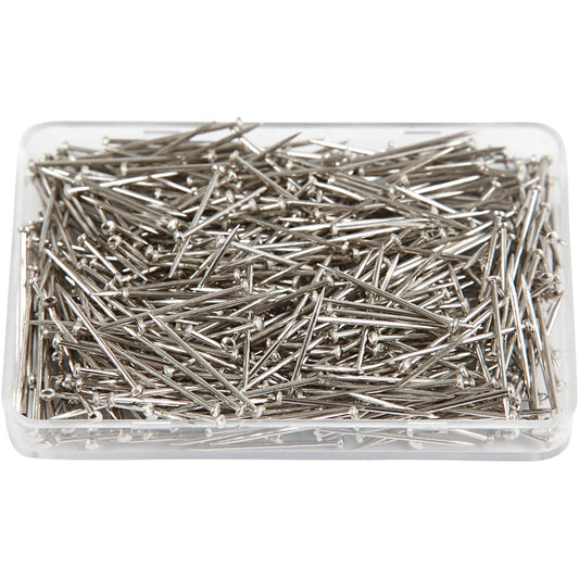 Straight Pins, L: 16 mm, thickness 0,65 mm, silver, 35 g/ 1 pack