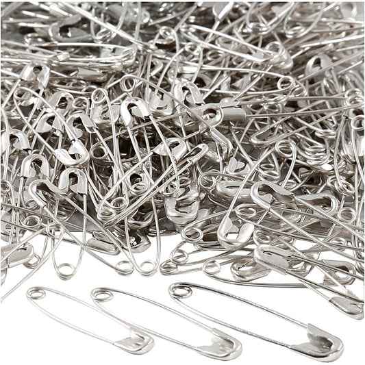 Safety Pins, L: 28+31+36 mm, thickness 0,7-0,8 mm, silver, 600 pc/ 1 pack