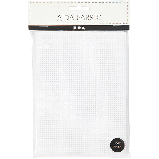 Aida Fabric, size 50x50 cm, 35 squares per 10cm , white, 1 pc
