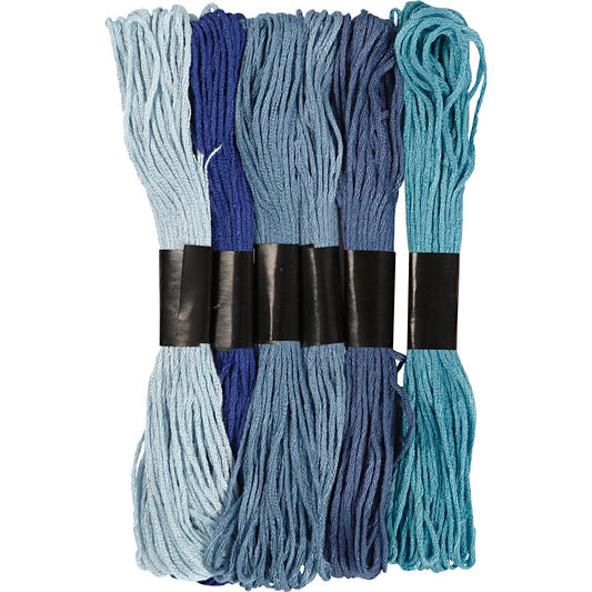 Embroidery Thread, thickness 1 mm, blue harmony, 6 bundle/ 1 pack