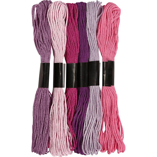 Embroidery Thread, thickness 1 mm, purple, 6 bundle/ 1 pack