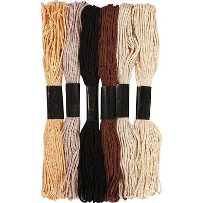 Embroidery Thread, thickness 1 mm, natural, 6 bundle/ 1 pack
