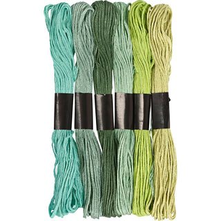 Embroidery Thread, thickness 1 mm, green, 6 bundle/ 1 pack