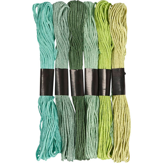 Embroidery Thread, thickness 1 mm, green, 6 bundle/ 1 pack