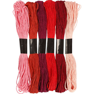Embroidery Thread, thickness 1 mm, red harmony, 6 bundle/ 1 pack