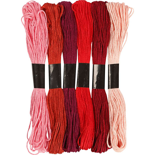 Embroidery Thread, thickness 1 mm, red harmony, 6 bundle/ 1 pack
