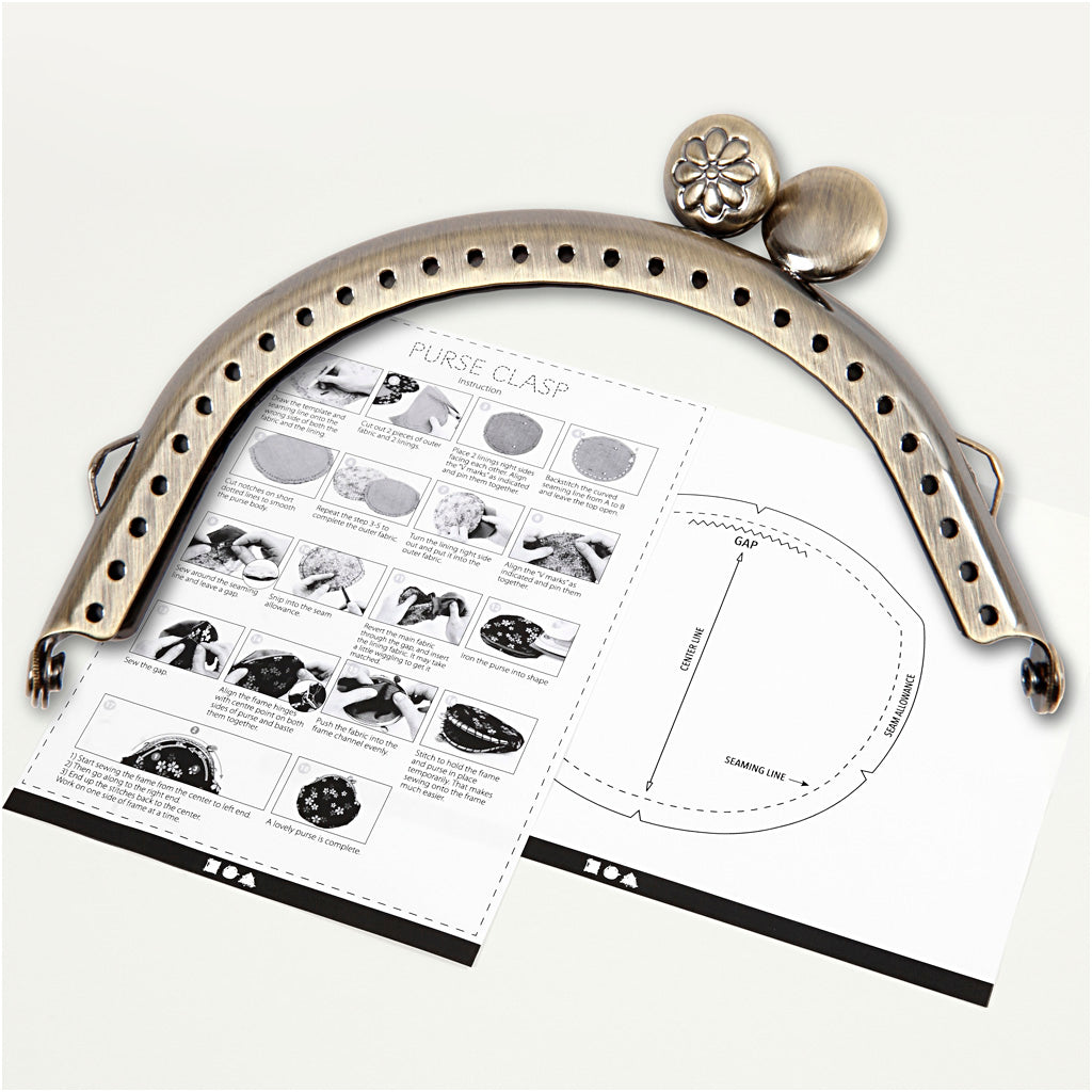 Purse Clasp Kit, size 8 cm, brushed brass, 1 pc