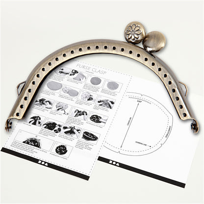 Purse Clasp Kit, size 8 cm, brushed brass, 1 pc