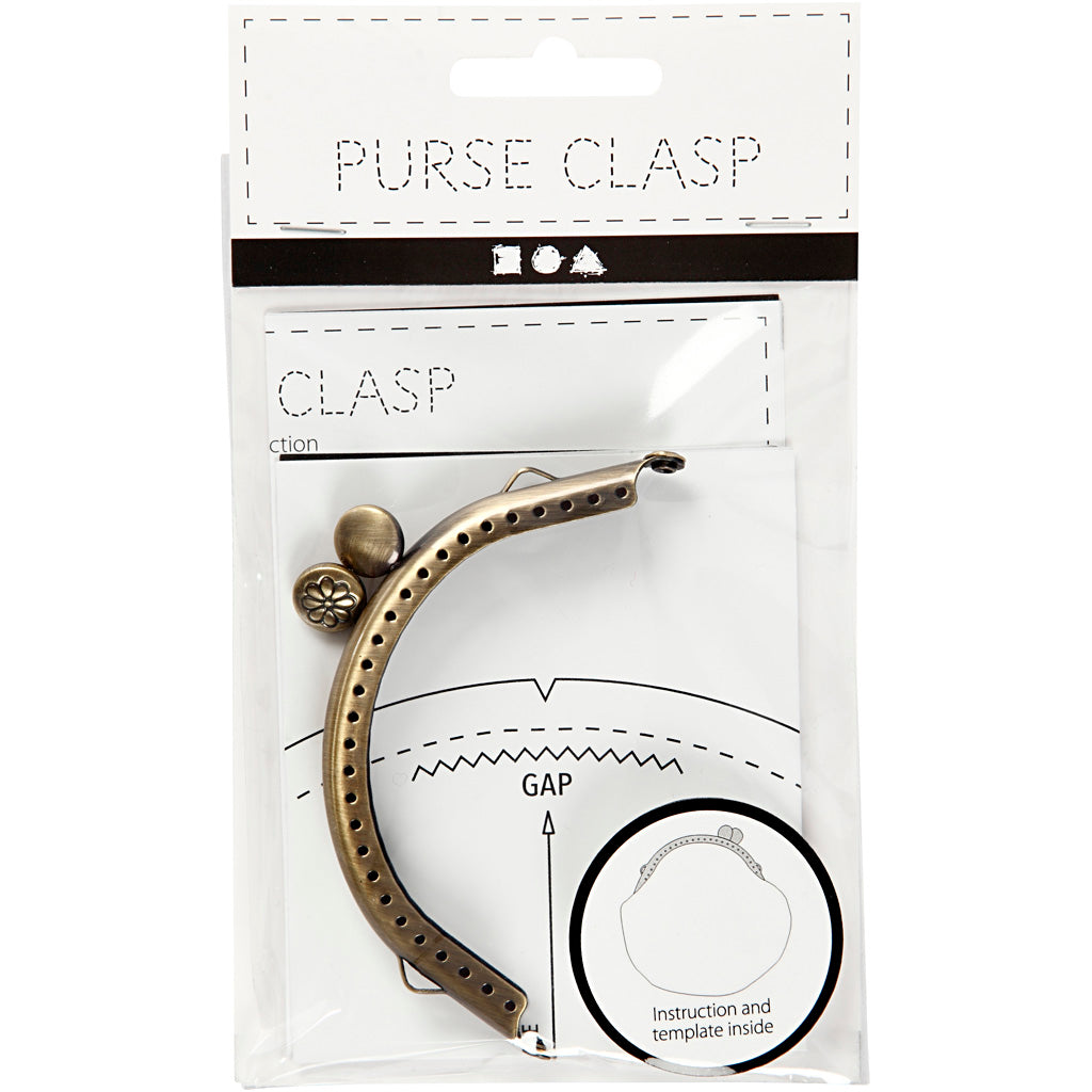 Purse Clasp Kit, size 8 cm, brushed brass, 1 pc