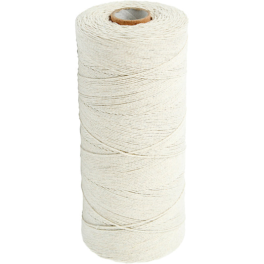 Cotton Twine, L: 700 M, Extra thin quality 12/6, light natural, 250 g/ 1 ball