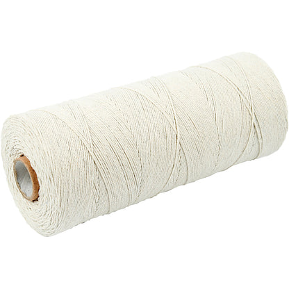 Cotton Twine, L: 700 M, Extra thin quality 12/6, light natural, 250 g/ 1 ball