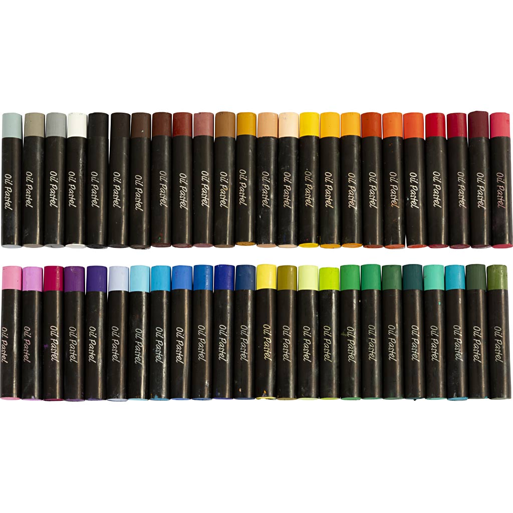 Oil Pastels, L: 7 cm, thickness 11 mm, assorted colours, 48 pc/ 1 pack