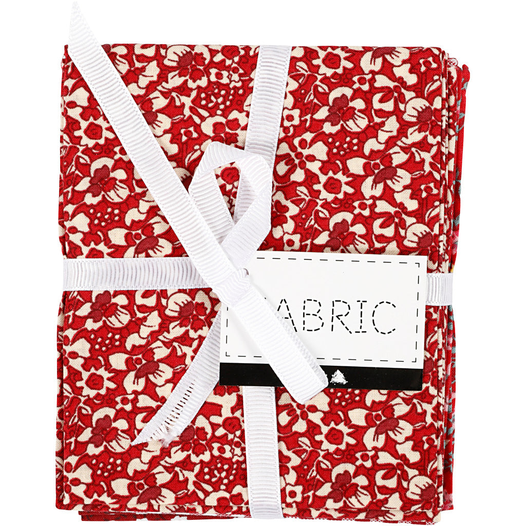 Patchwork Fabric, size 45x55 cm, 100 g, red, 4 pc/ 1 bundle