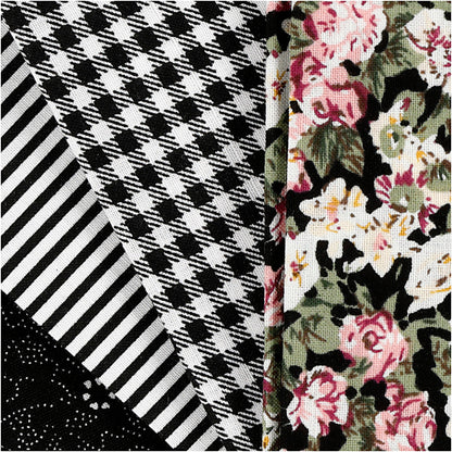 Patchwork Fabric, size 45x55 cm, 100 g, black, 4 pc/ 1 bundle