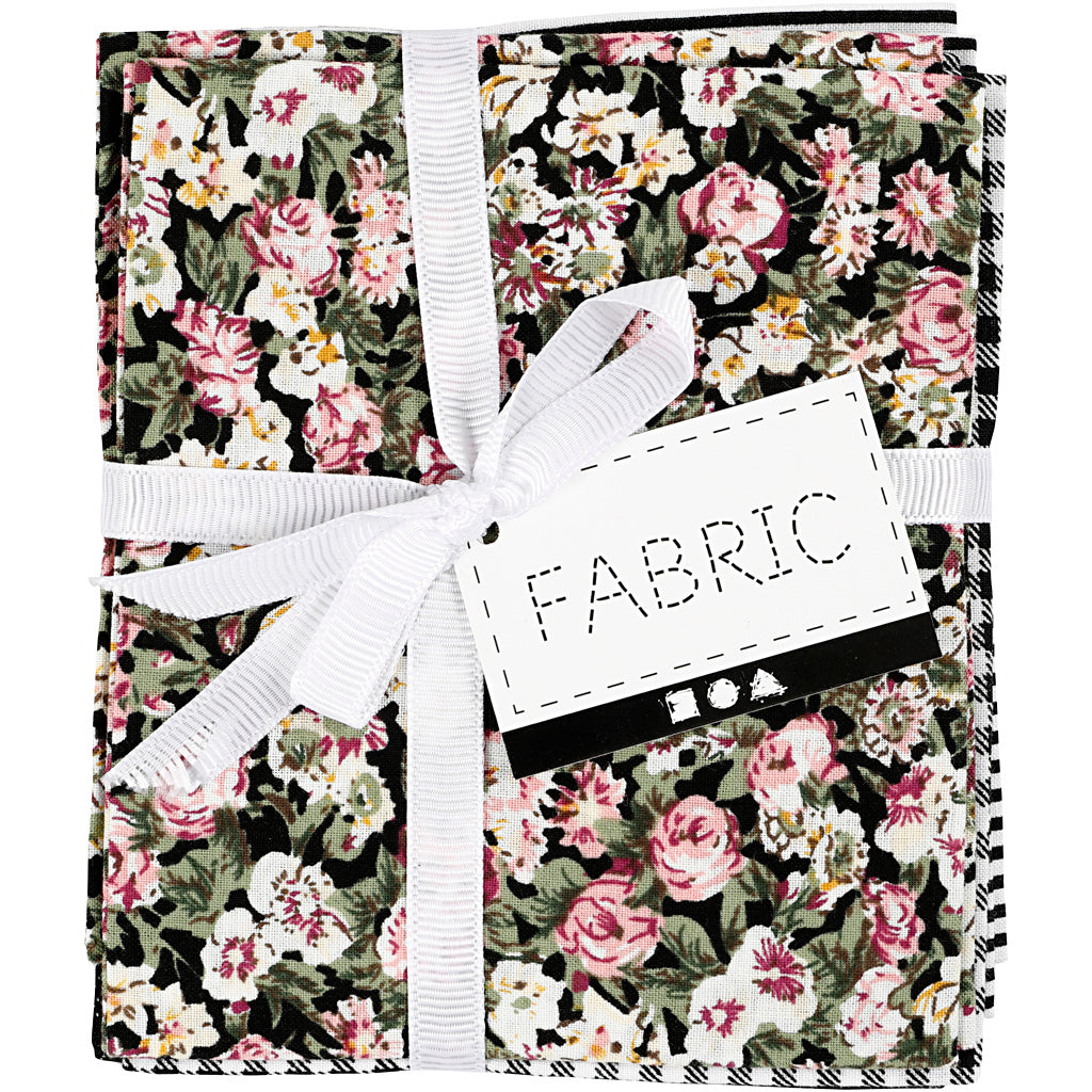 Patchwork Fabric, size 45x55 cm, 100 g, black, 4 pc/ 1 bundle