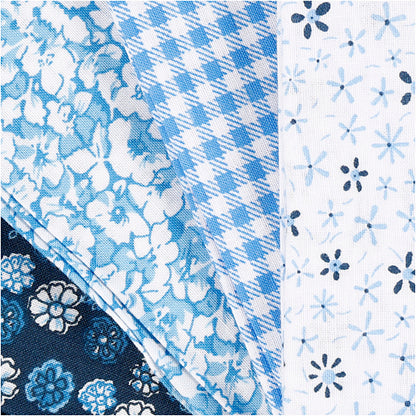 Patchwork Fabric, size 45x55 cm, 100 g, blue, 4 pc/ 1 bundle