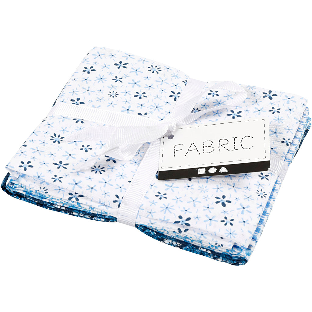 Patchwork Fabric, size 45x55 cm, 100 g, blue, 4 pc/ 1 bundle